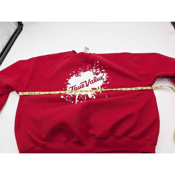 True Value Vintage Paint Splatter Red Gildan Heavy Crewneck Sweatshirt Size XL - Picture 6 of 7